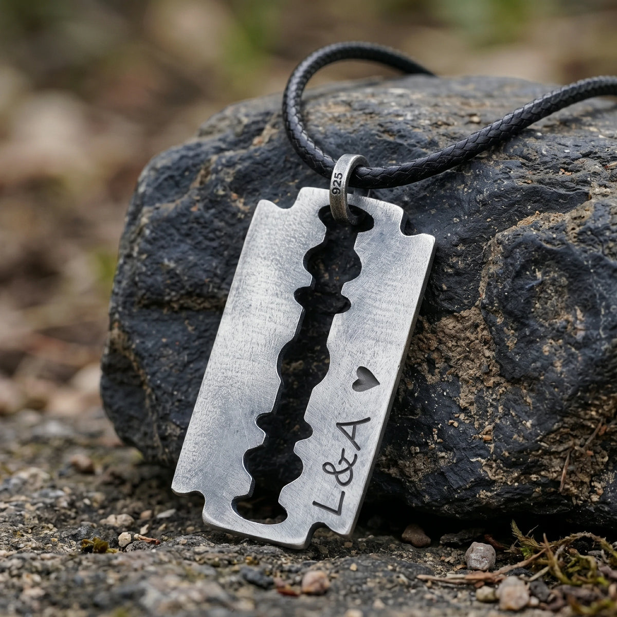 925 Sterling Silver Engravable Blade Pendant, Personalized Punk Necklace Jewelry