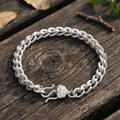 Vintage 925 Sterling Silver Floral Clasp Chain Bracelet for Women