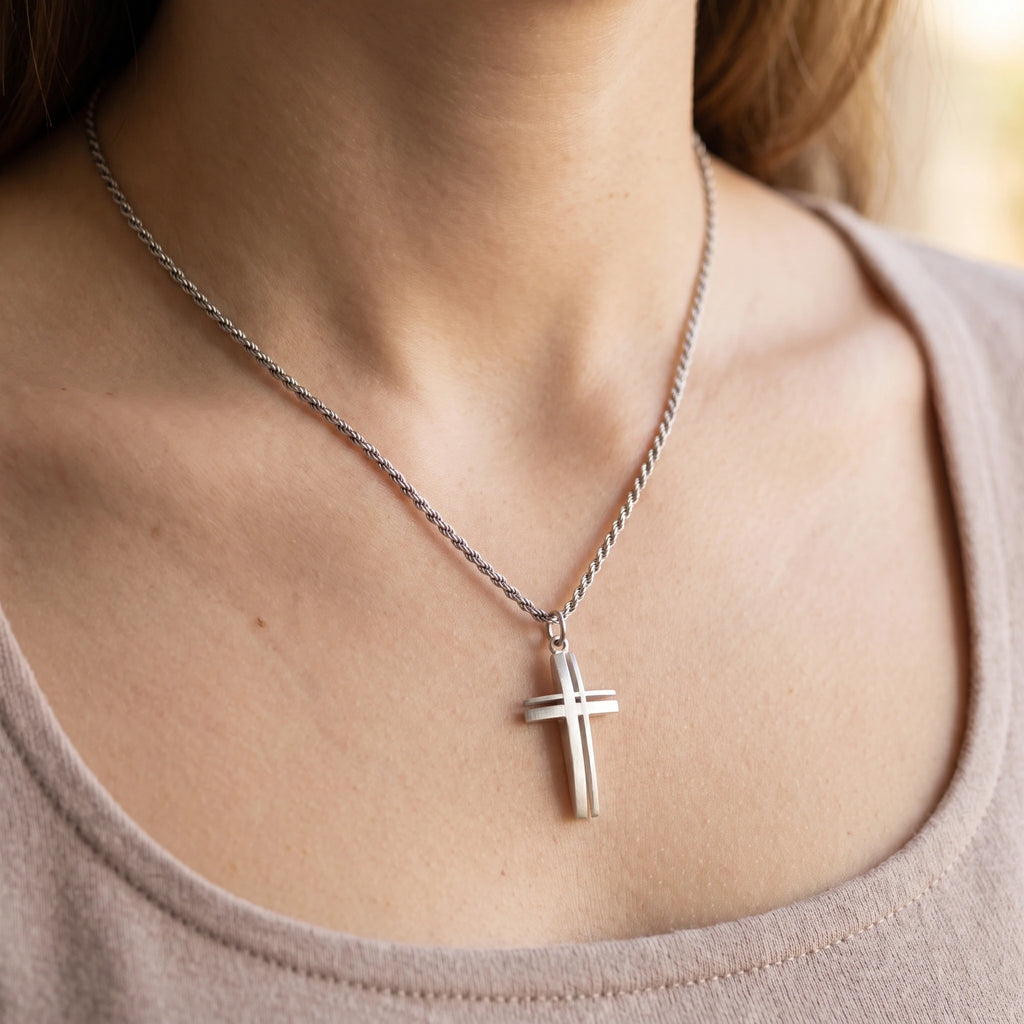 925 Sterling Silver Layered Cross Pendant Shielding Your Soul In Unshakeable Faith