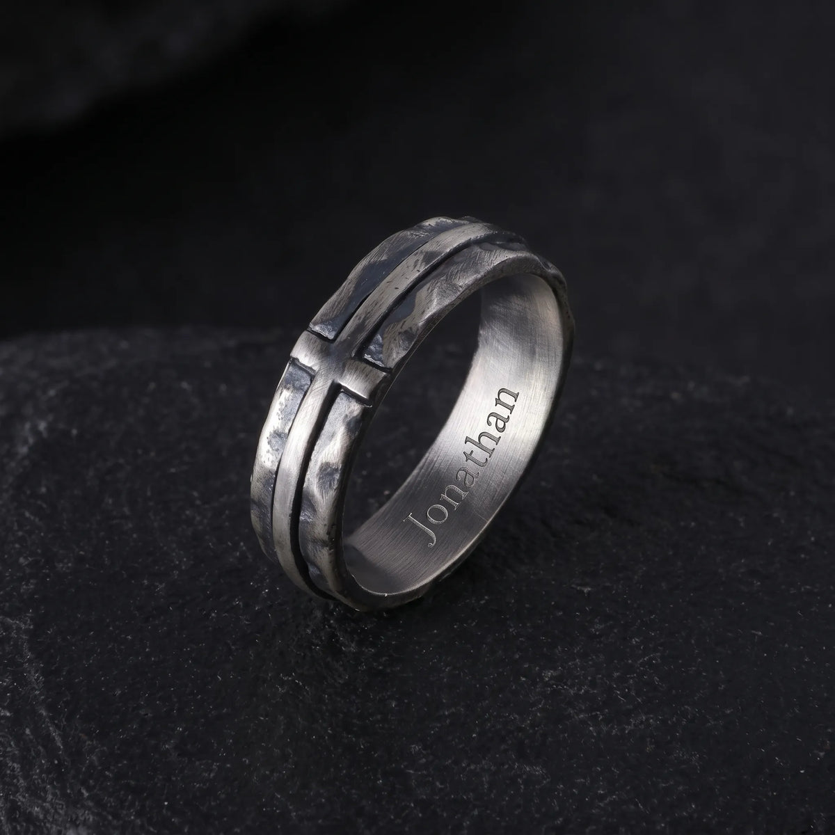 Engravable Antique 925 Sterling Silver Cross Ring, Symbol of Redemption, Shelter & Forgiving Love