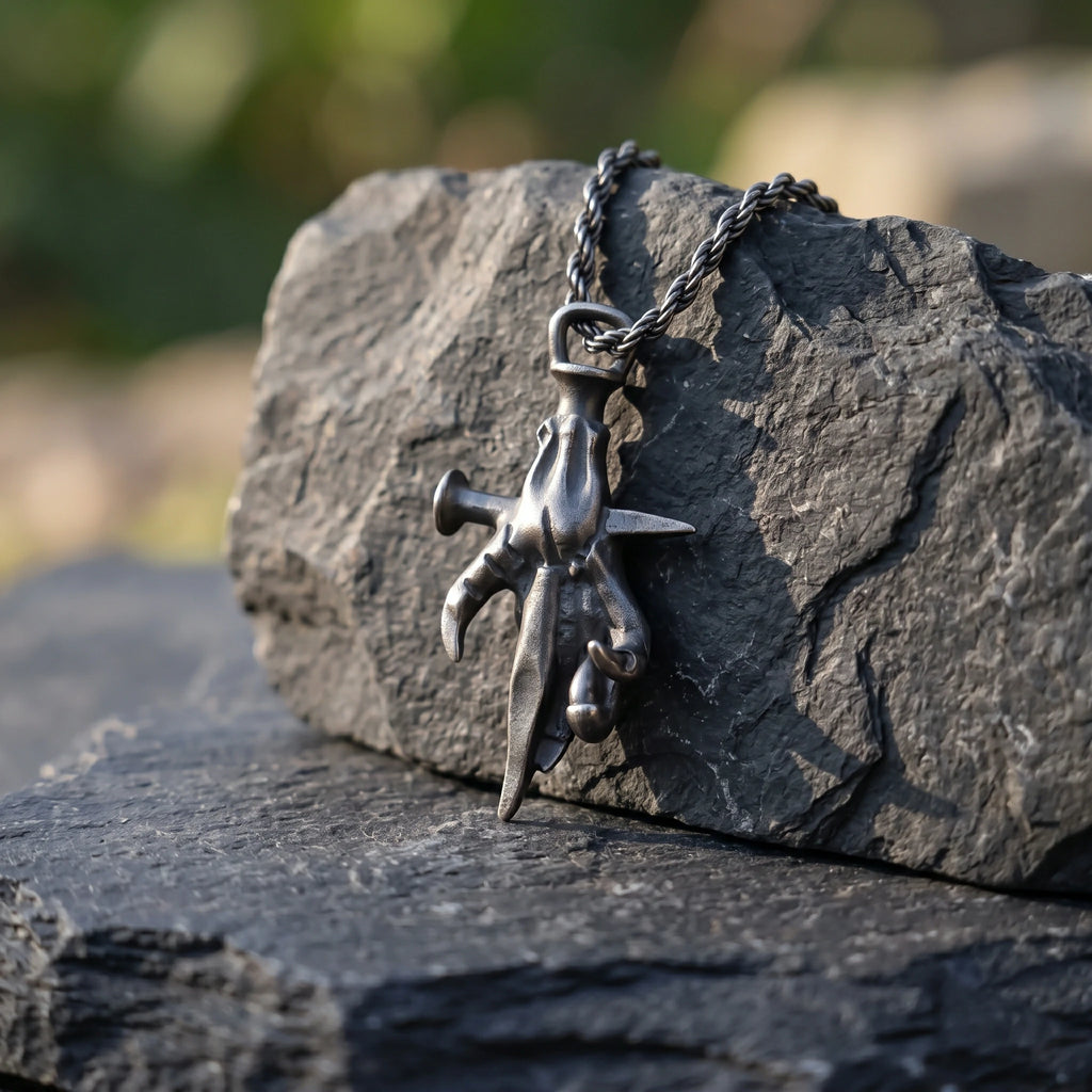 925 Sterling Silver Holy Nail Crucifixion Hand Pendant Bearing His Eternal Sacrifice