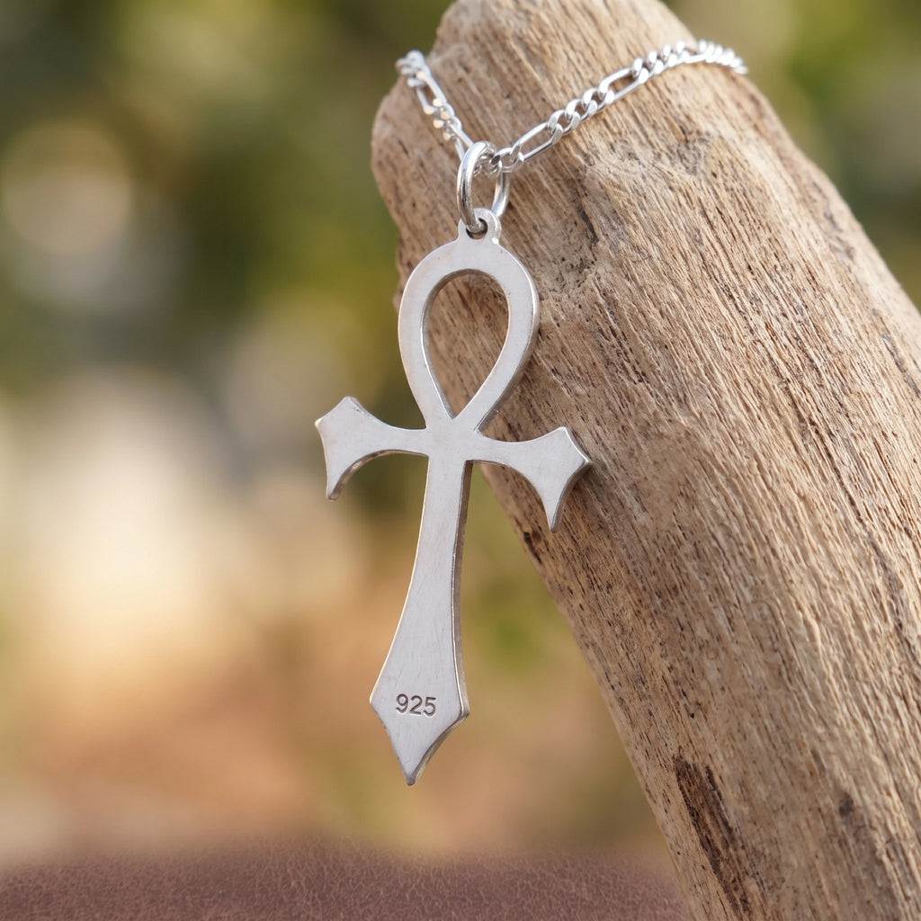 925 Sterling Silver Ankh Key of Life Durable Cross Pendant Faith Gift