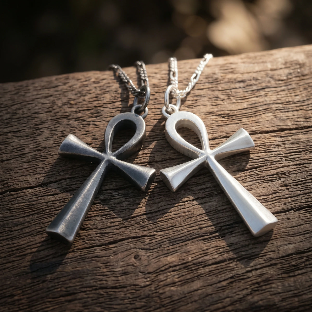 925 Sterling Silver Beveled Ankh Holy Cross Durable Faith Pendant Necklace