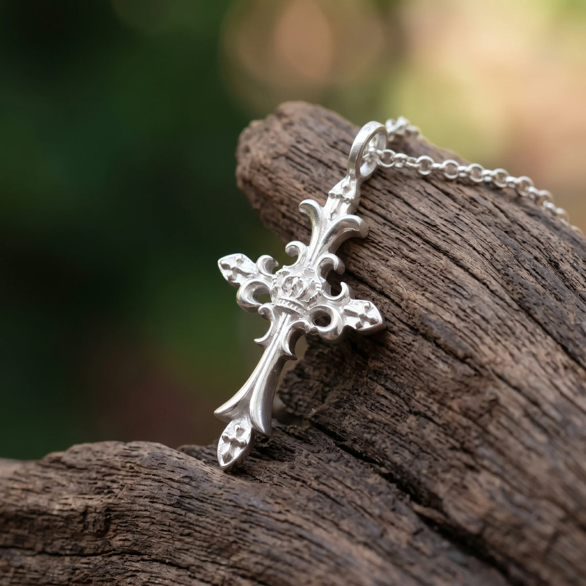 Custom 925 Sterling Silver Royal Crown Cross Pendant Exalting Christs Eternal Kingdom