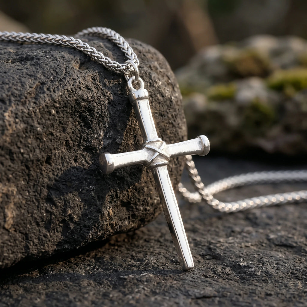 Sacred 925 Sterling Silver Wooden Beam Cross Pendant Protecting Your Faith and Soul