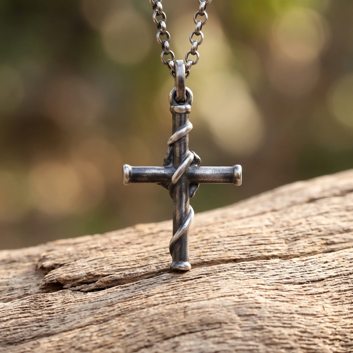 925 Sterling Silver Rose Cross Durable Faith Pendant Necklace