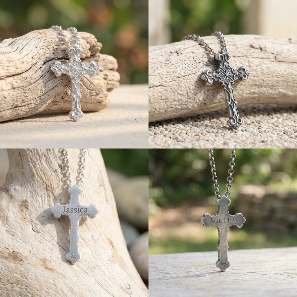 Custom 925 Sterling Silver Baroque Cross Pendant Enfolding Your Soul In Heavenly Grace