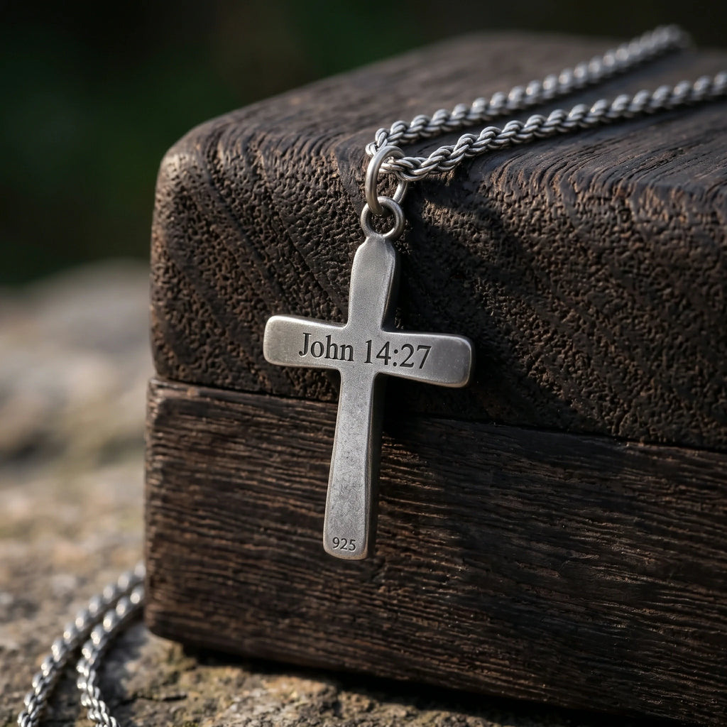 Custom 925 Sterling Silver Domed Cross Pendant for Unshakable Faith and Divine Peace