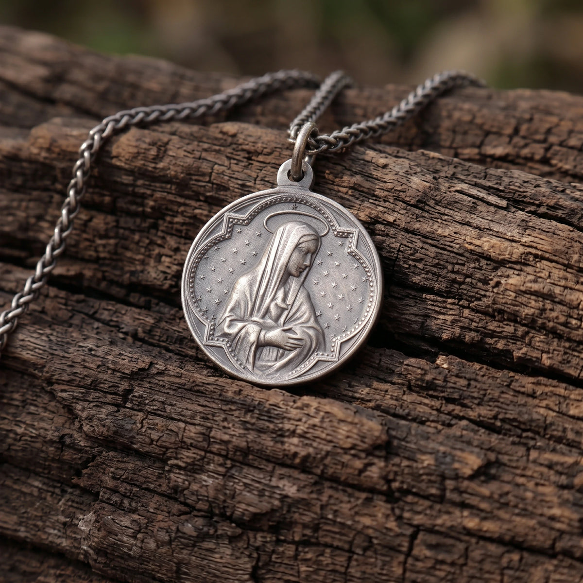 925 Sterling Silver Jesus & Virgin Mary Medal for Divine Blessing & Protection