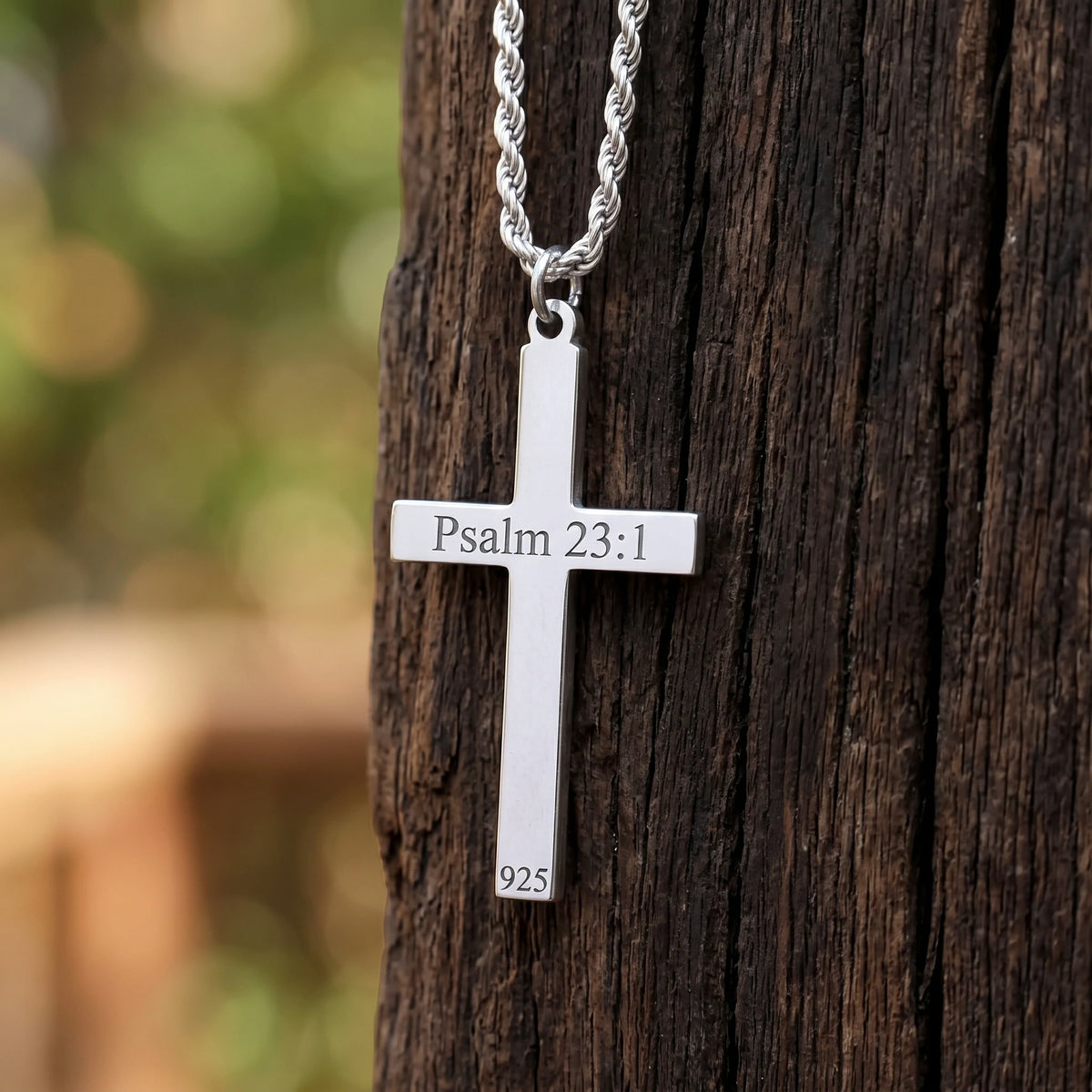 925 Sterling Silver Linear Grooved Cross Durable Custom Engravable Pendant