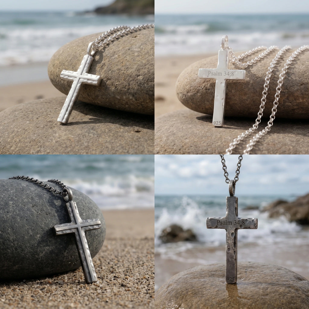 925 Sterling Silver Custom Engravable Holy Cross Faith Pendant Necklace