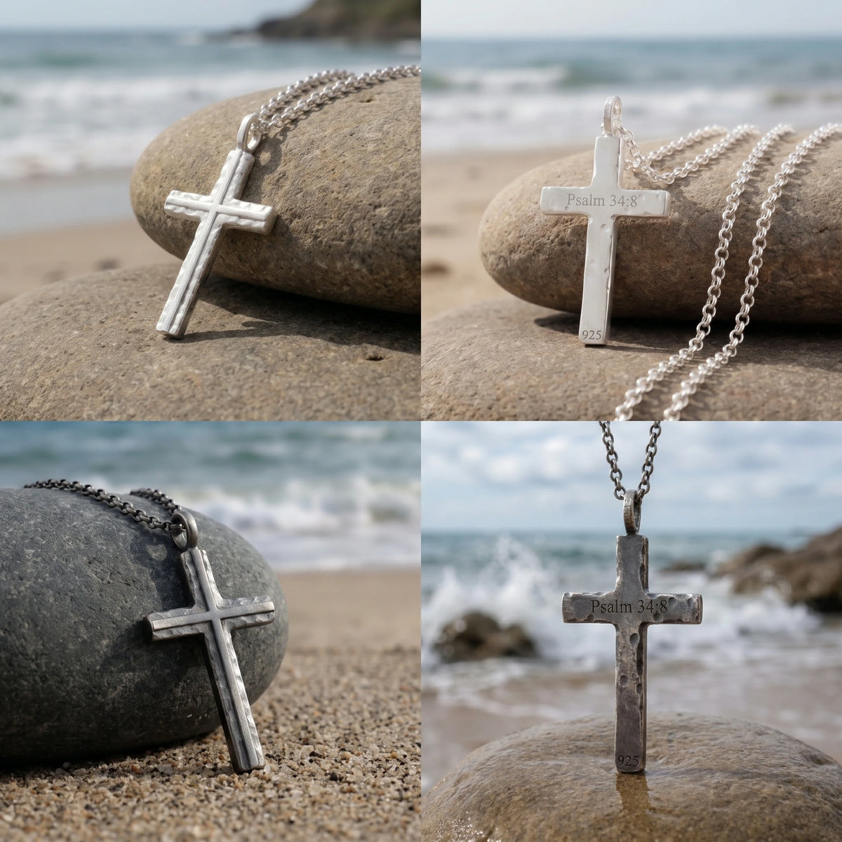 925 Sterling Silver Custom Engravable Holy Cross Faith Pendant Necklace