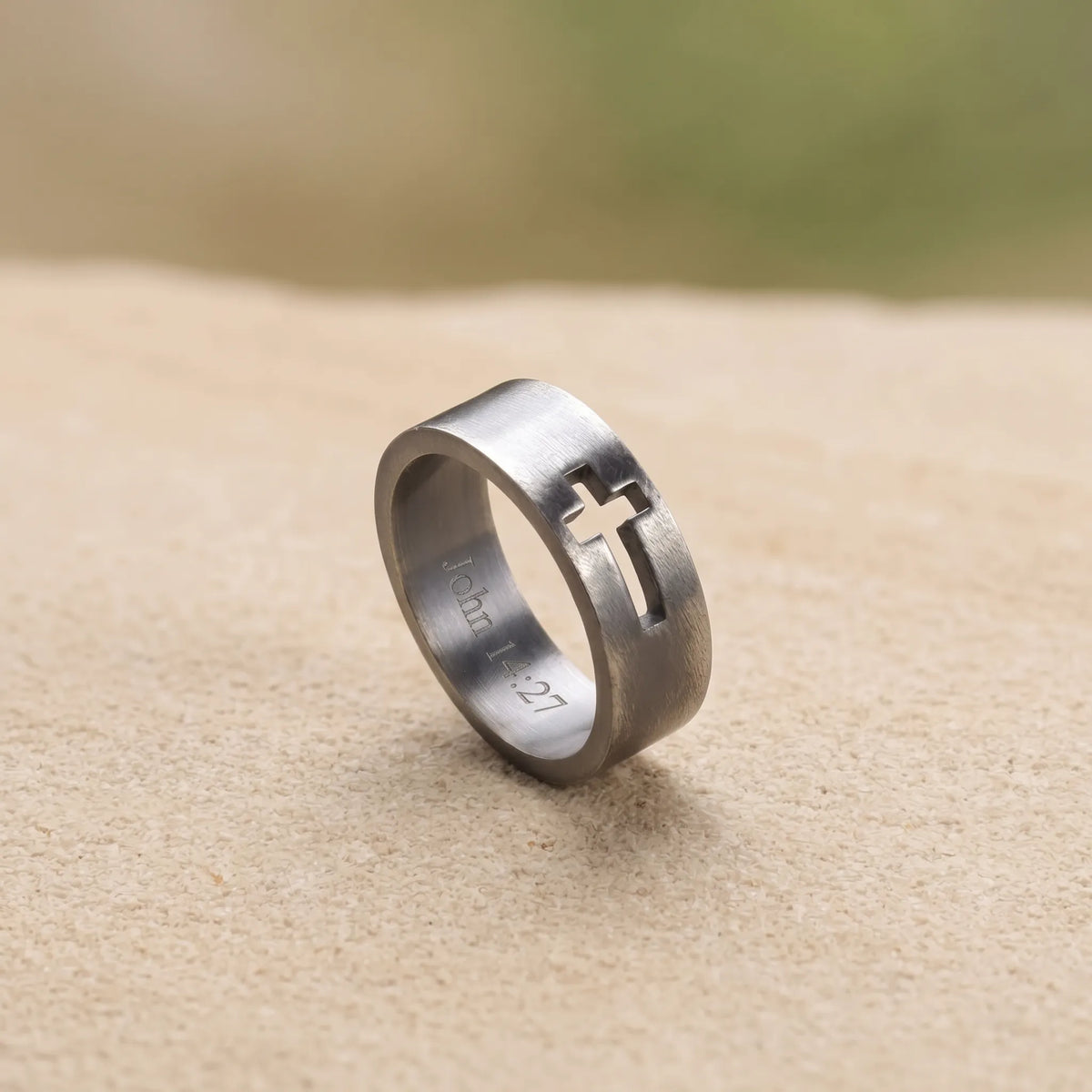 Personalized 925 Sterling Silver Cutout Cross Ring for Men Custom Engraved