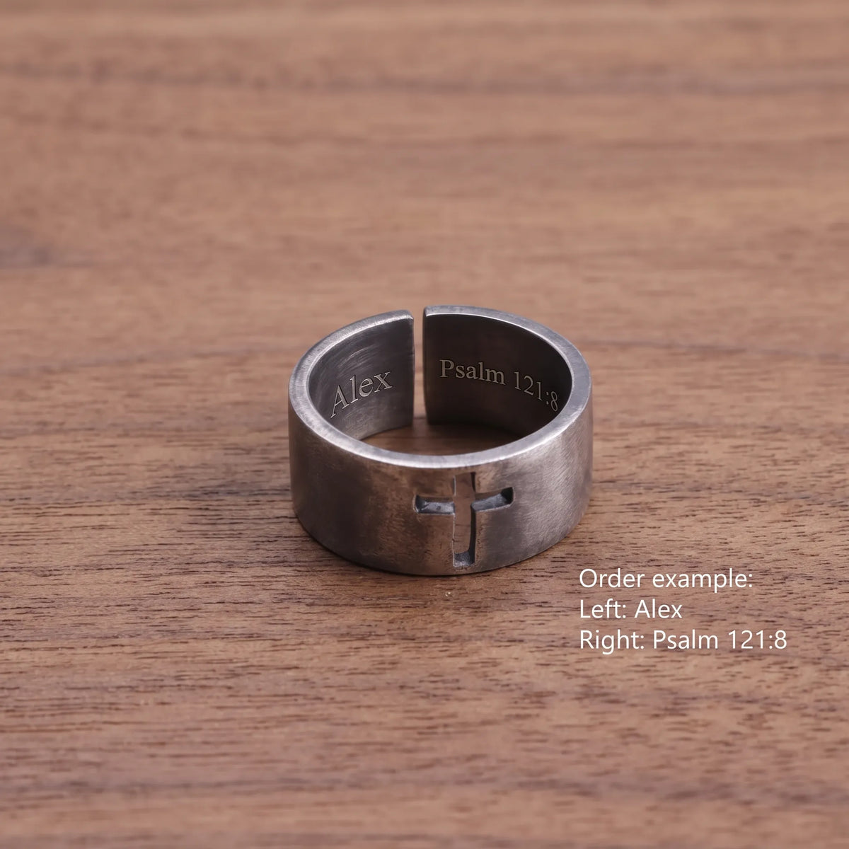 Men‘s 925 Sterling Silver Cutout Cross Ring-Personalizable Engraving Band