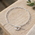 925 Sterling Silver Floral Branch Toggle Clasp Durable Link Chain Bracelet