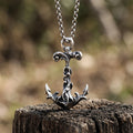 925 Sterling Silver Vintage Anchor Pendant Necklace, Baroque Nautical Sailor Charm Jewelry