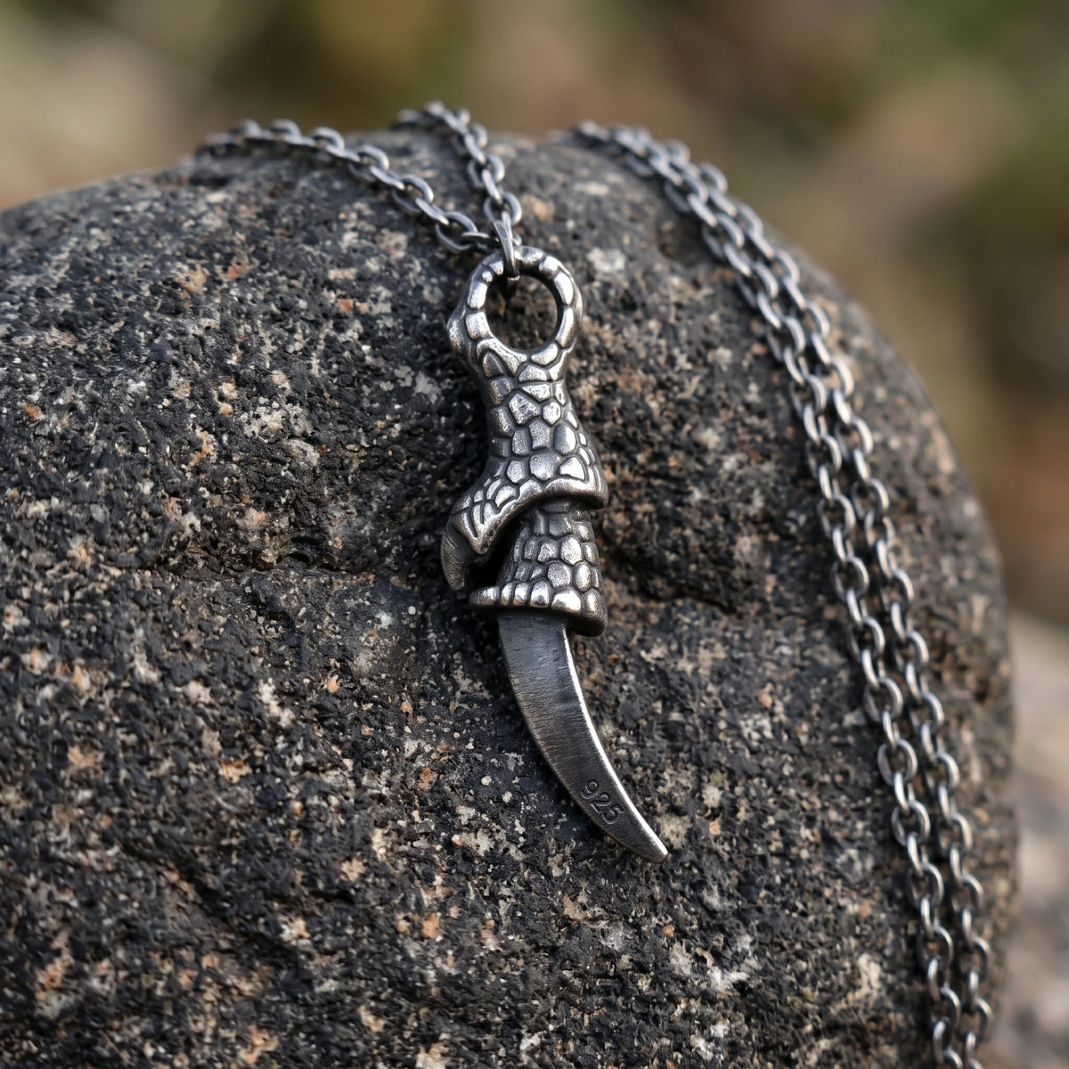 925 Sterling Silver Dragon Claw Pendant Necklace for Men, Durable Gothic Jewelry Gift