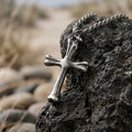 925 Sterling Silver Sculpted Skeletal Cross Durable Religious Pendant Necklace