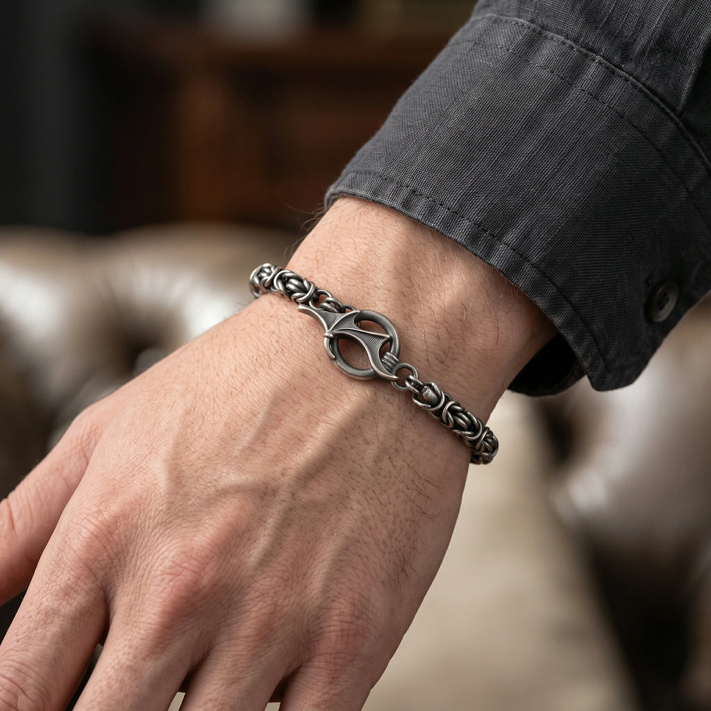 Heavy 925 Sterling Silver Byzantine Chain Bat Wing Clasp Everyday Wear Bracelet