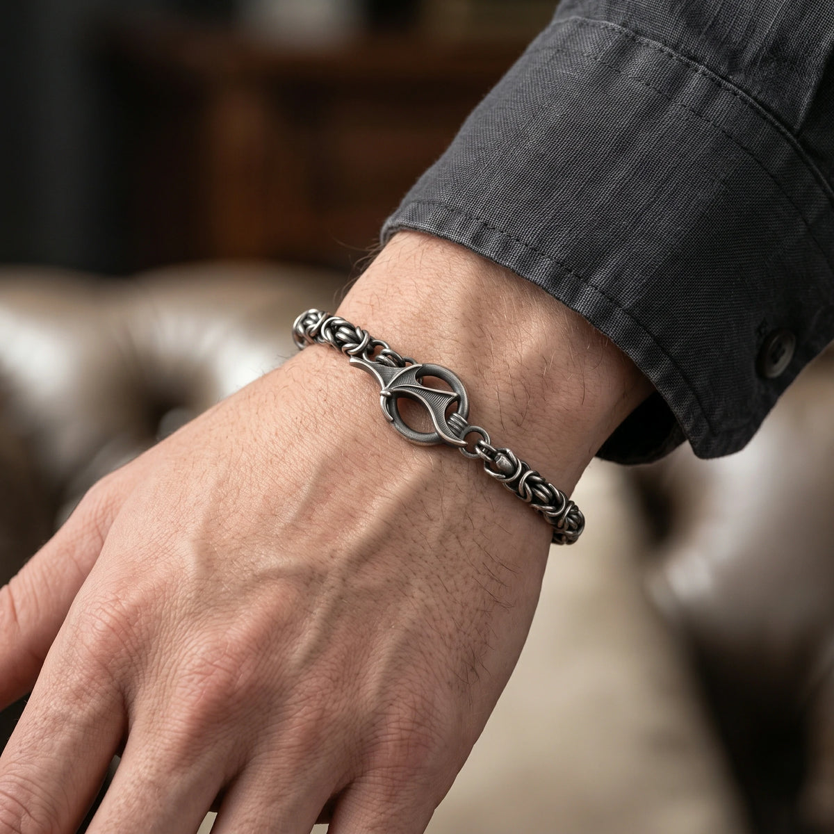 Heavy 925 Sterling Silver Byzantine Chain Bat Wing Clasp Everyday Wear Bracelet
