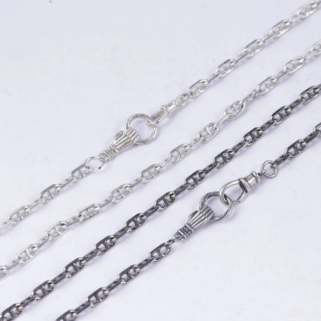 Mens 925 Sterling Silver Mariner Chain Necklace with Easy Clasp, 3mm-5mm