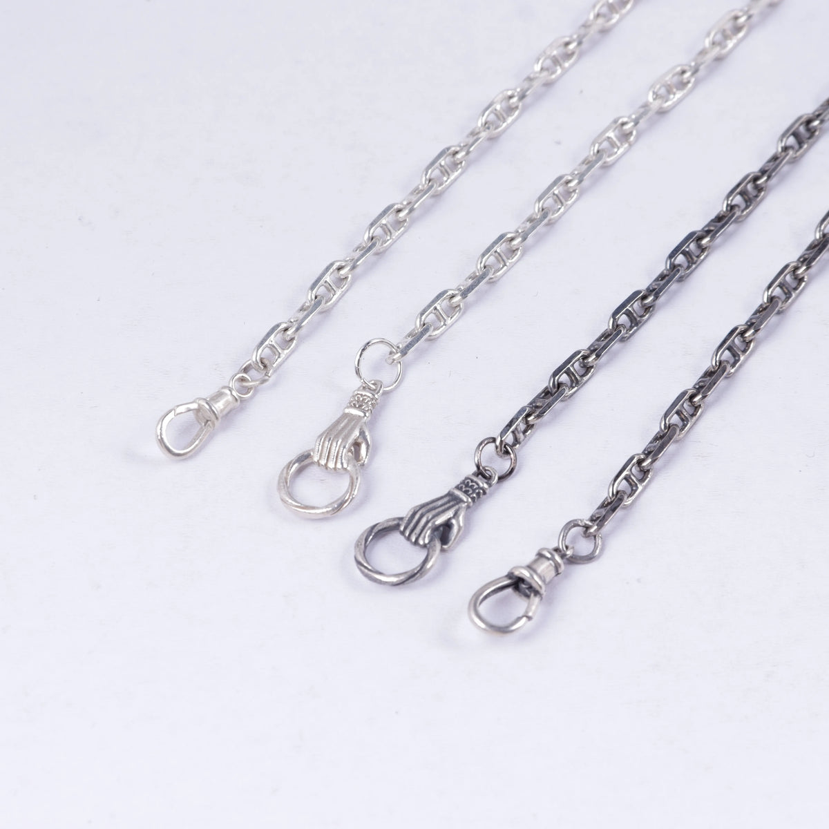 Mens 925 Sterling Silver Mariner Chain Necklace with Easy Clasp, 3mm-5mm