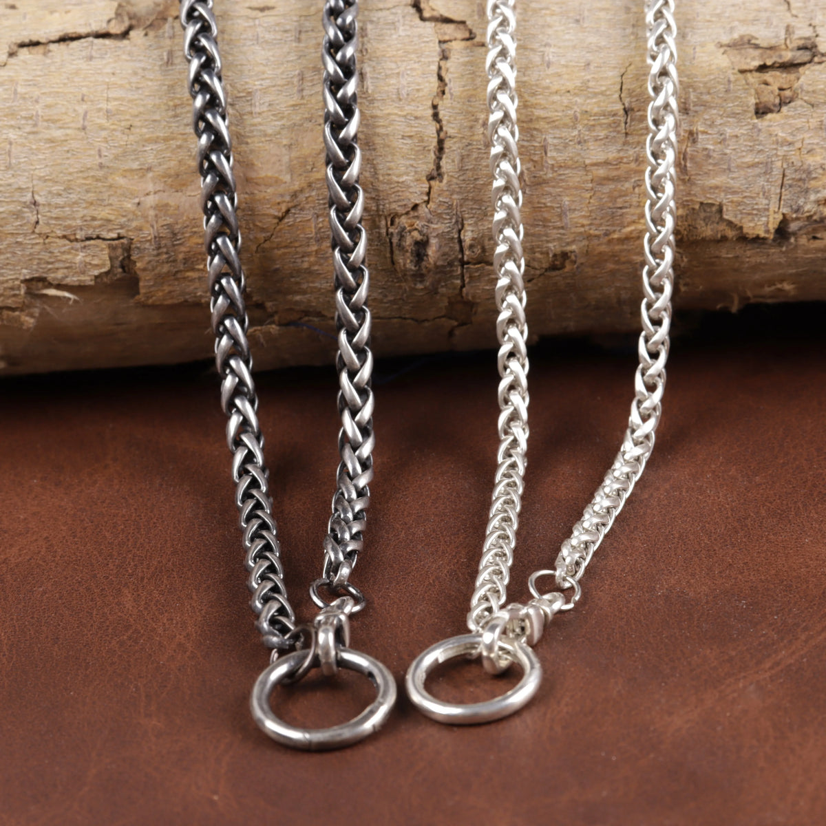 Unisex 925 Sterling Slver Wheat Chain Necklace with Spring Clasp-Pendant Holder