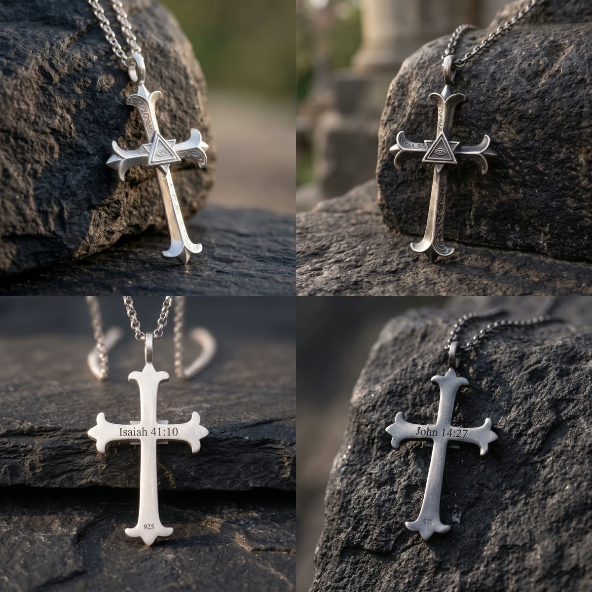 Custom 925 Sterling Silver Eye of Providence Cross Pendant for Divine Watchful Grace