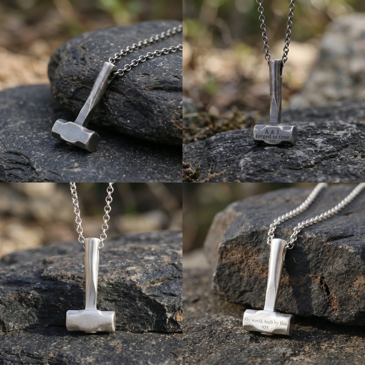 925 Sterling Silver Engravable Hammer Pendant, Personalized Artisan Jewelry