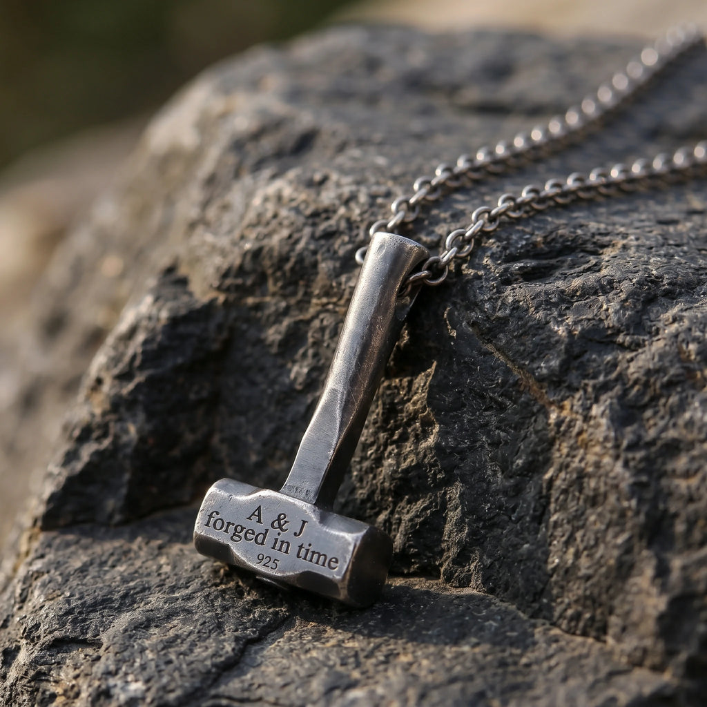 925 Sterling Silver Engravable Hammer Pendant, Personalized Artisan Jewelry