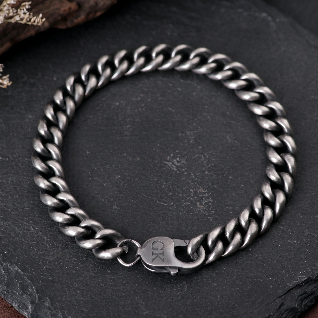 925 Sterling Silver Engravable Curb Link Bracelet Delivering Bold Masculine Power