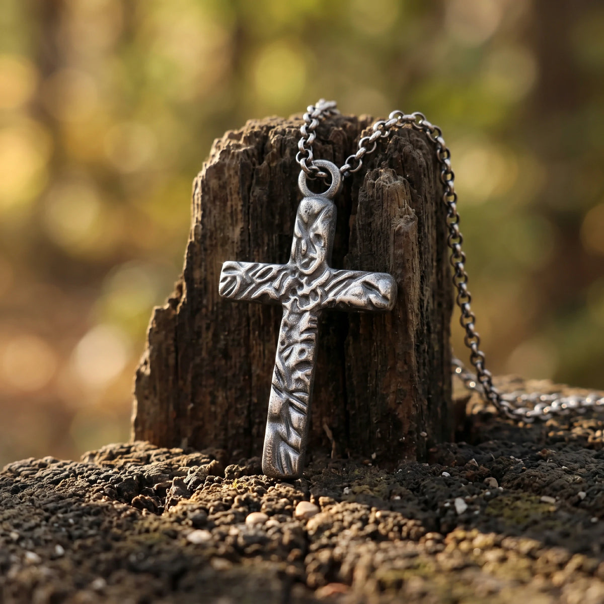 925 Sterling Silver Thorn Cross Necklace, Divine Protection Faith Pendant