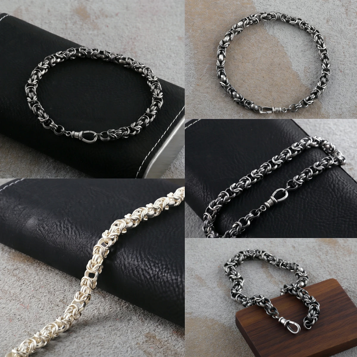 925 Sterling Silver Vintage Byzantine Chain Link Bracelet