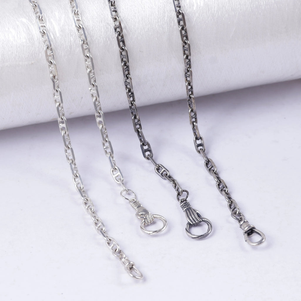 Mens 925 Sterling Silver Mariner Chain Necklace with Easy Clasp, 3mm-5mm