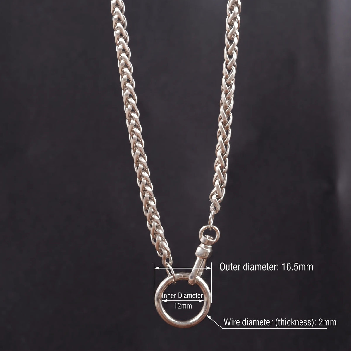 Unisex 925 Sterling Slver Wheat Chain Necklace with Spring Clasp-Pendant Holder