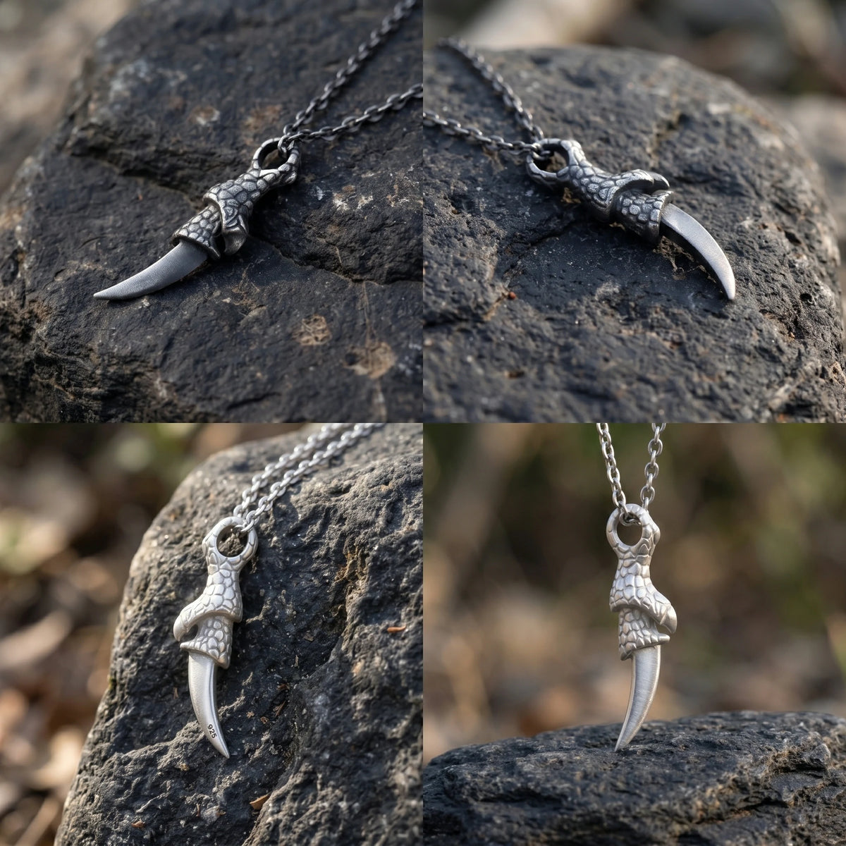 925 Sterling Silver Dragon Claw Pendant Necklace for Men, Durable Gothic Jewelry Gift
