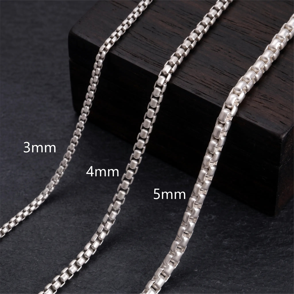 925 Sterling Silver Round Box Chain Necklace for Men & Women