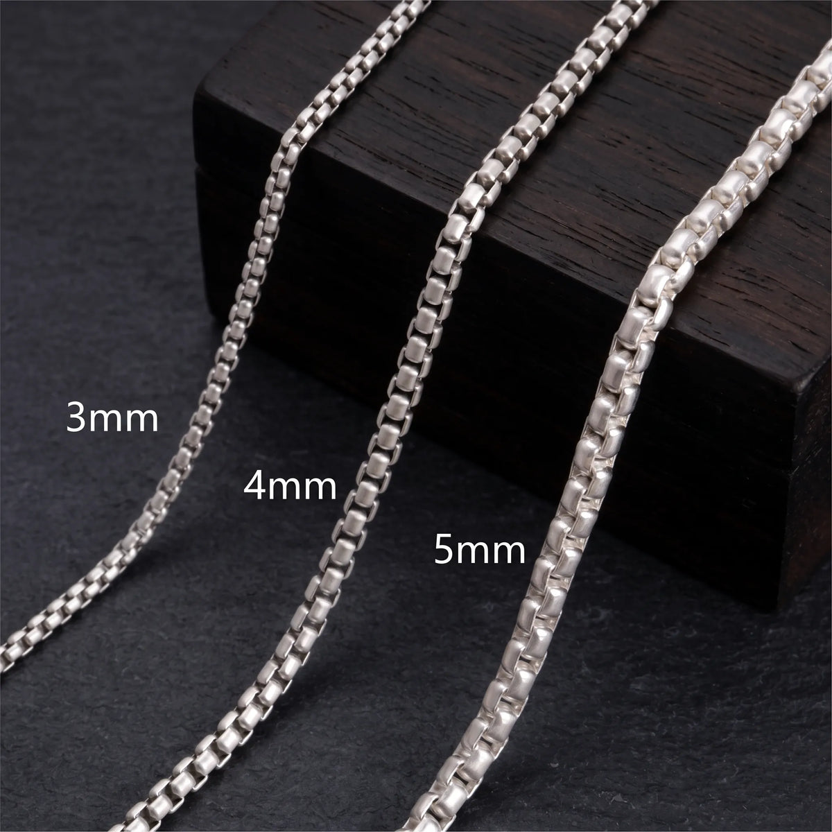 925 Sterling Silver Round Box Chain Necklace for Men & Women
