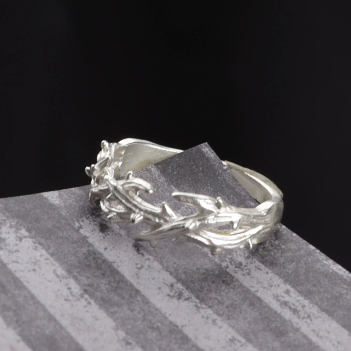 Custom Crown of Thorns 925 Sterling Silver Ring - Personalized Men's Gift
