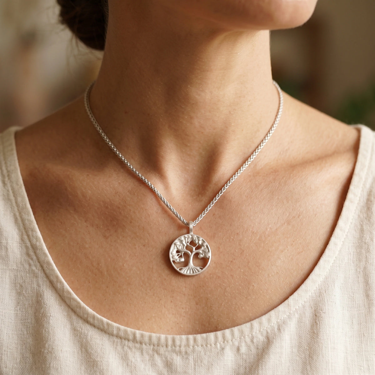 Solid 925 Sterling Silver Tree of Life Pendant Necklace for Strength & Vitality