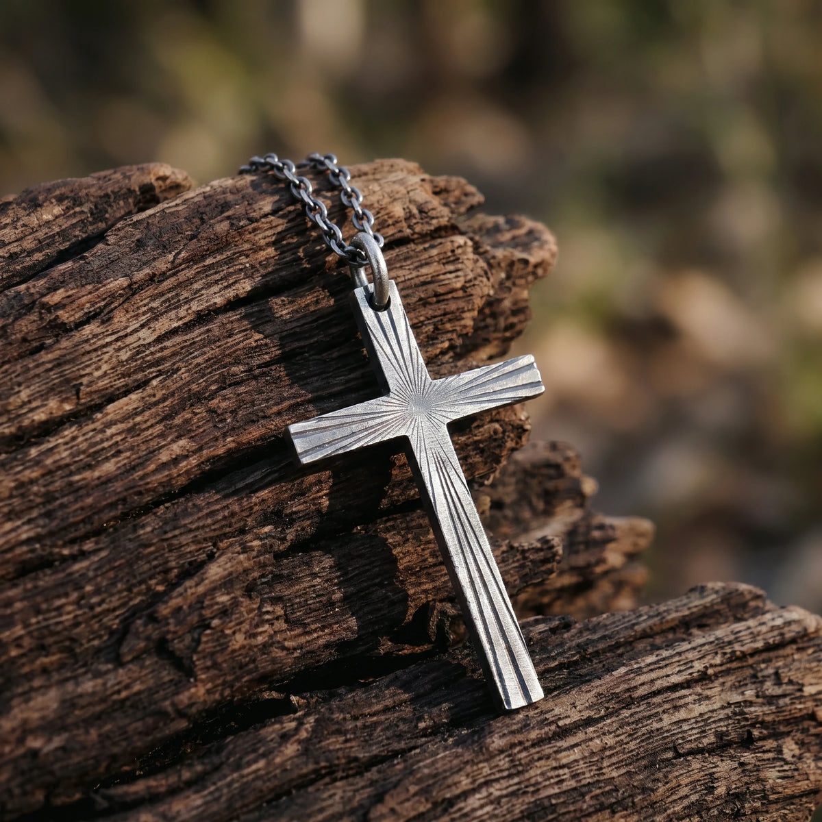Eternal Light Sunburst Cross Pendant, 925 Sterling Silver Devotional Protection Amulet