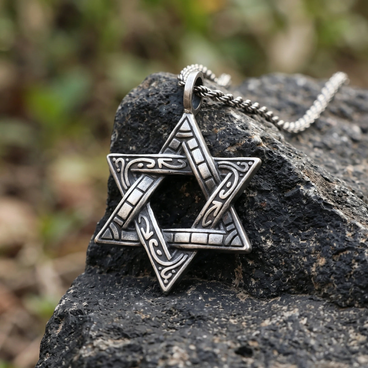 925 Sterling Silver Star of David Pendant, Vintage Hexagram Protection Necklace