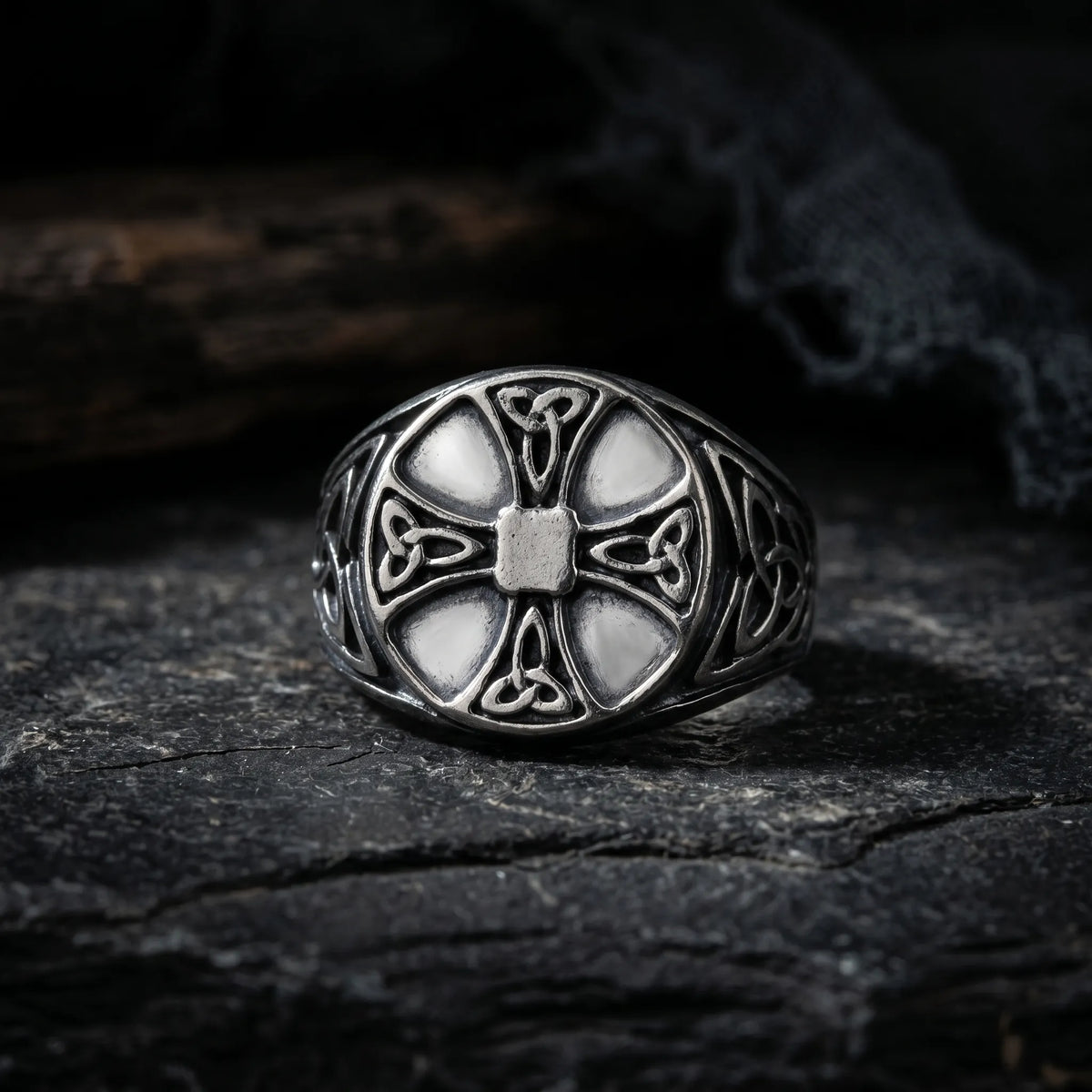 Custom Personalized Celtic Cross Triquetra Signet Ring, 925 Sterling Silver Faith Ring  Irish Heritage Spiritual Gift