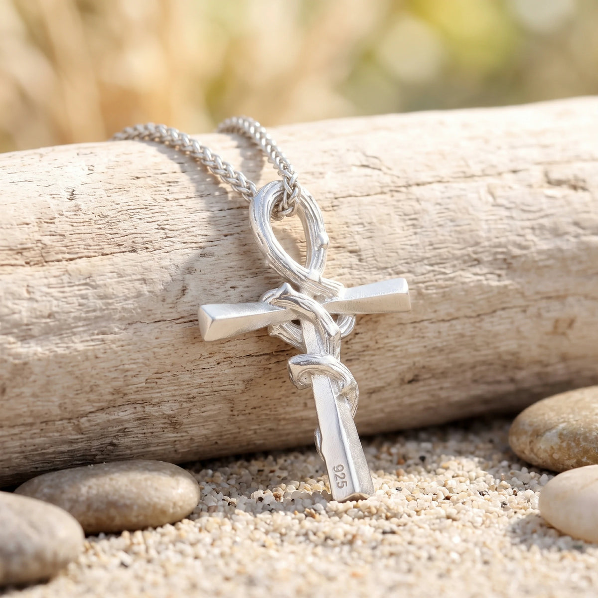 925 Sterling Silver Crown Of Thorns Cross Pendant Anchored In His Eternal Salvation