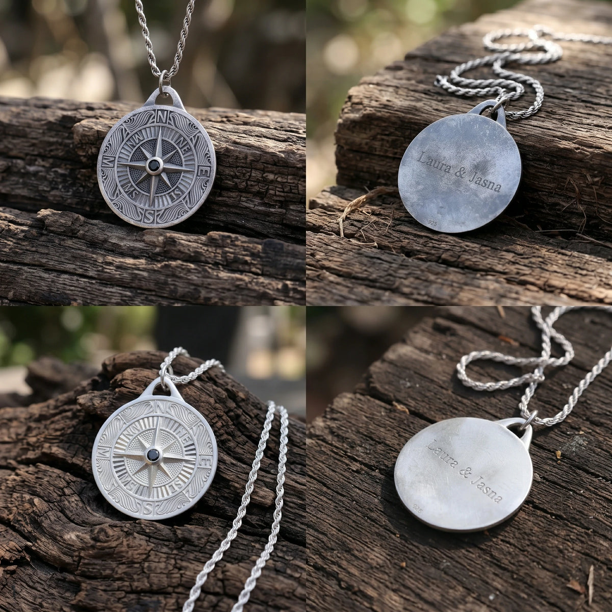 925 Sterling Silver Engravable Compass Pendant Guiding Your Journey In Timeless Style