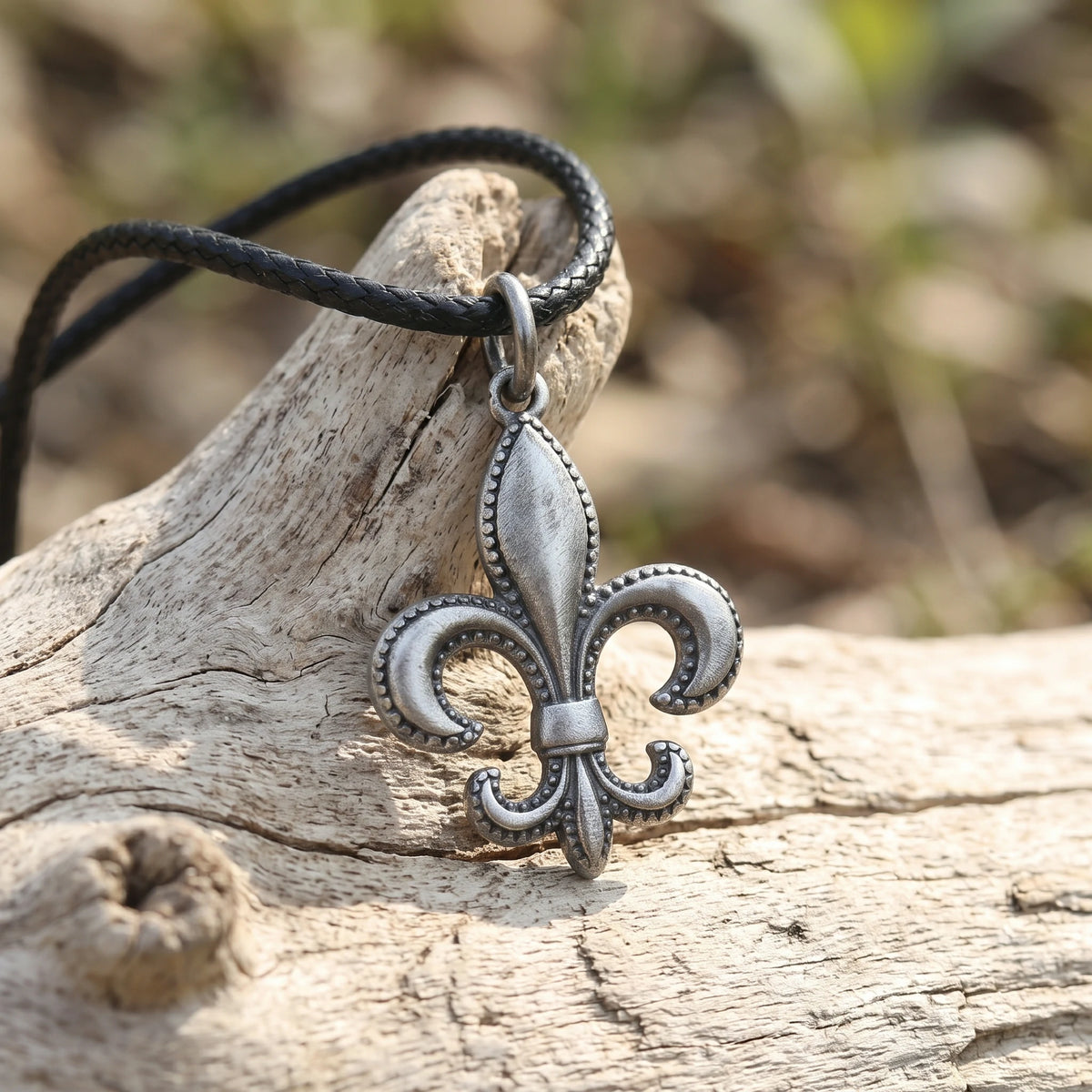 925 Sterling Silver Fleur-de-Lis Pendant Necklace, Vintage Beaded Lily Jewelry
