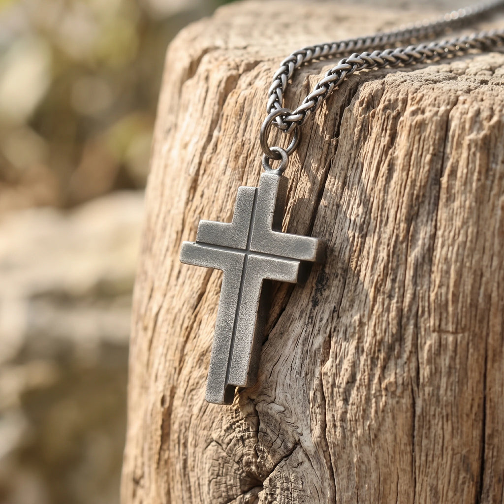 Custom 925 Sterling Silver Layered Cross Pendant for Spiritual Fortitude & Divine Light