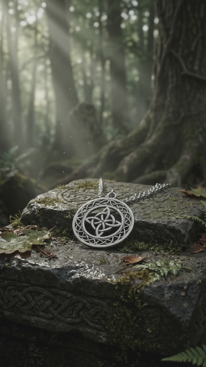 925 Sterling Silver Round Openwork Pendant, Celtic Knot Pendant, Oxidized Silver Jewelry, Symbolic Gift