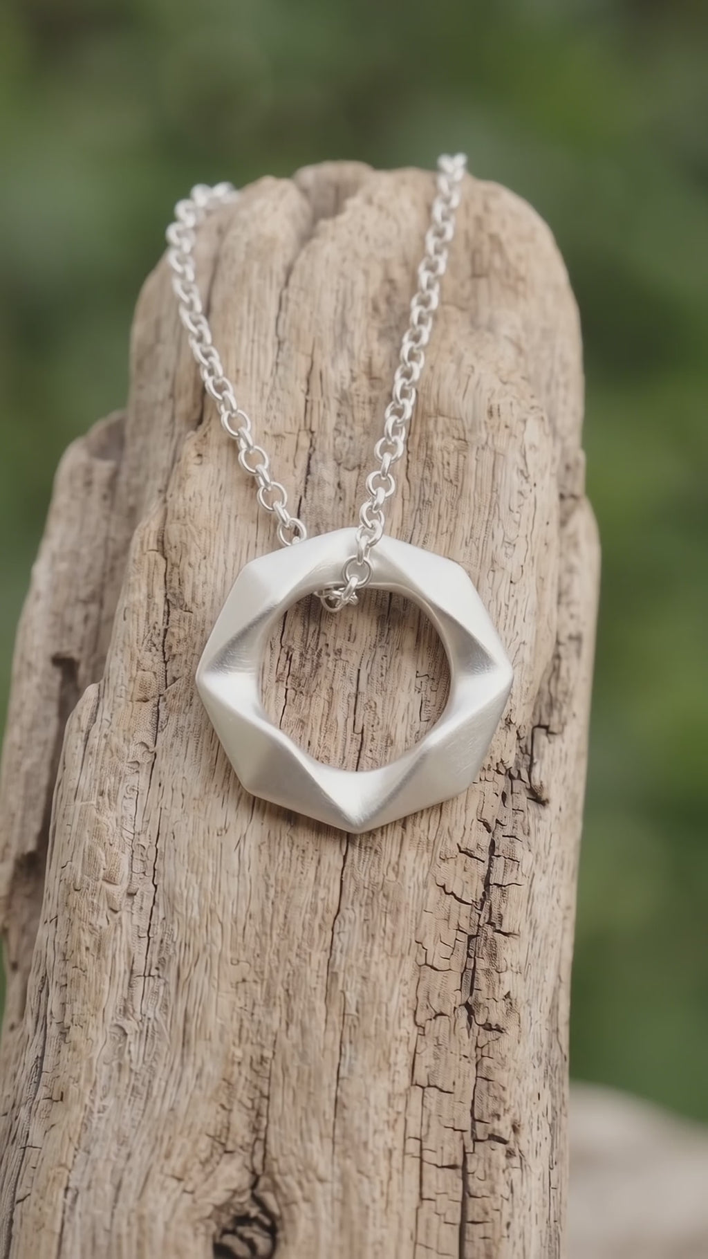 925 Sterling Silver Geometric Faceted Hexagon Pendant Exuding Modern Minimalist Edge