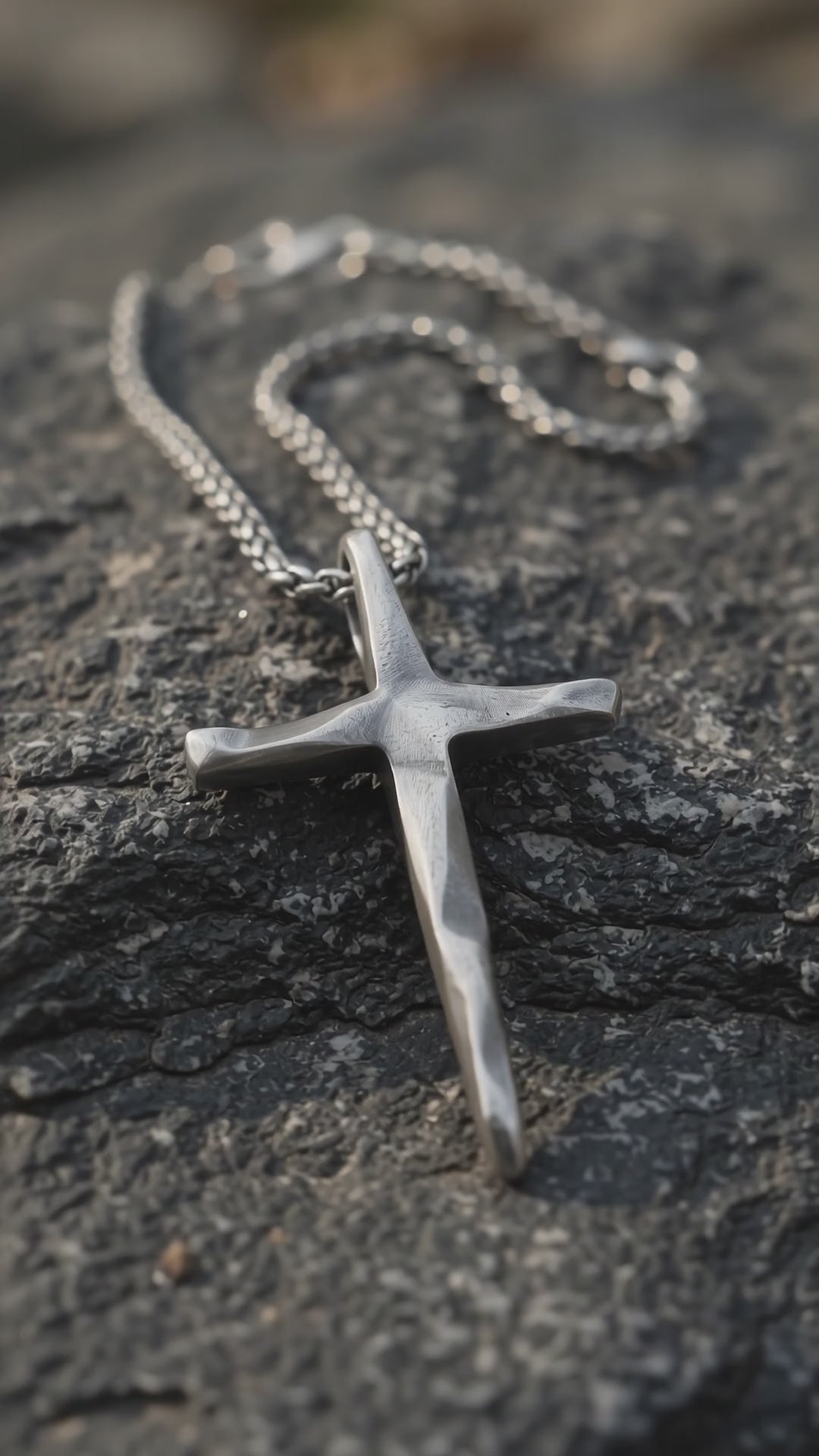 925 Sterling Silver Engravable Beveled Cross Pendant Blessed In Heavenly Salvation